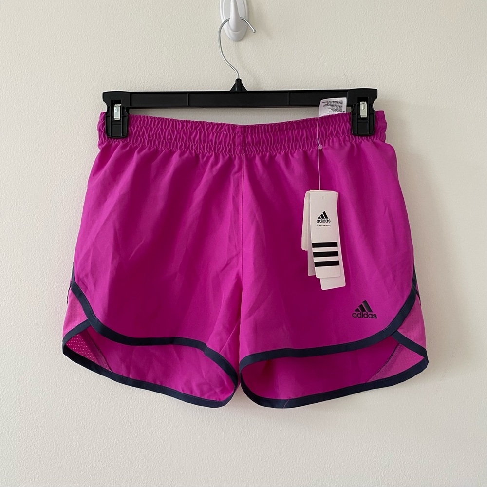 adidas Women's Bright Pink Athletic Shorts with Black Trim